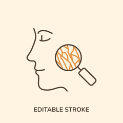 Dry skin icon. Line vector, editable stroke. Dehydrated skin symbol