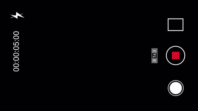 Recording screen overlay, smartphone camera screen during video shooting 4K Video alpha channel.