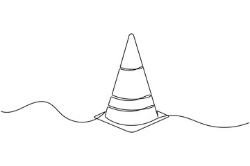Traffic cone continuous line drawing and minimalist style isolate outline vector icon