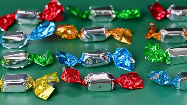 colorful Christmas candies in shiny wrappers