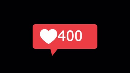 Digital Heart Button Counter: Likes Rising Animation Alpha Channel Transparent Background 4K Loop - Powered by Adobe