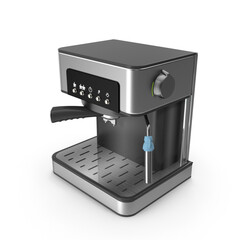 modern black coffee machine side angle, for home kitchen use
