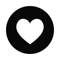 Minimalist Heart Icon in Black Circle - Love Symbol Graphic