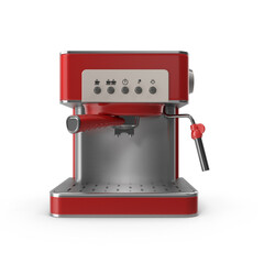 red espresso coffee maker front angle for stylish kitchen brewing