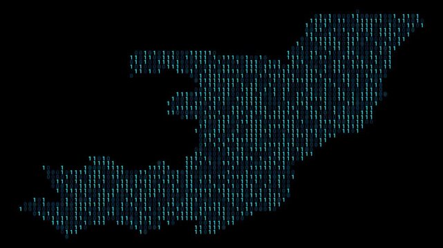 Republic of the Congo Binary code map animation, Digital data visualization, alpha layer