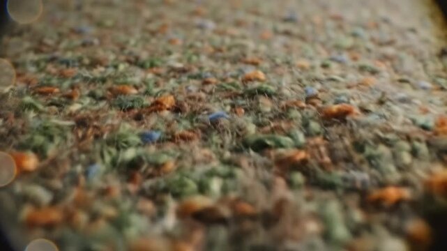 Texture detail of carpet fiber sample indoor setting close-up photography natural materials macro perspective