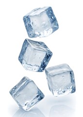 Obraz premium Four ice cubes are floating in the air