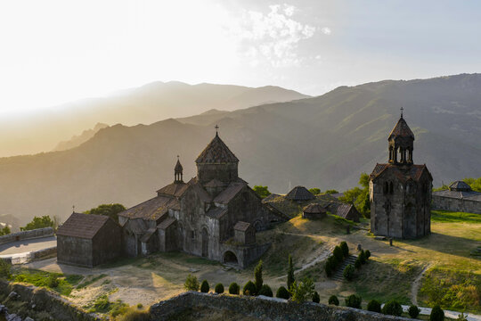 Haghpat Monastery Nestled in the Green Hills of Lori at sunset