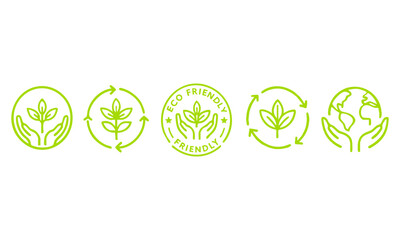 Eco Line Circle Emblem Pack Vector illustration, easily editable.