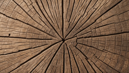 Naklejka premium Old stump texture. Cracked wooden background. Top view