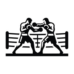 Boxing Match Silhouette Two Boxers in the Ring for a Sporty and Dynamic Design