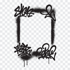 Black Spray Paint Graffiti Frame with Urban Tags Hand-Sprayed Grunge Frame Collection Graffiti Wings Frame – Spray Paint Art Borders