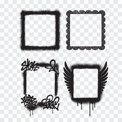 Urban Graffiti Spray Paint Frames Collection Spray Paint Frame Set – Graffiti Style Square Borders Graffiti Square Frame Collection – Urban Street Art Borders