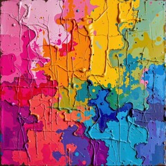 Vivid Abstract Painting with Colorful Swirls and Bold Textures in Dynamic Composition