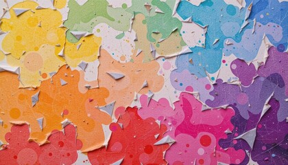 Colorful Collection of Paper Flower Shapes in Vibrant Patterns on a Textured Background