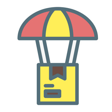 parachute product. This is a vector single icon with a filled outline style. Suitable for any purpose, such as website design, mobile app design, logo design, pattern design, etc.	