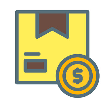 product cost, This is a vector single icon with a filled outline style. Suitable for any purpose, such as website design, mobile app design, logo design, pattern design, etc.	