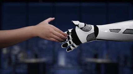 This image depicts futuristic robot hands interacting with social media metrics, showcasing the evolution of digital communication in a modern office setting. Synapse - Powered by Adobe