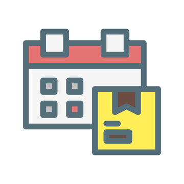 schedule product. This is a vector single icon with a filled outline style. Suitable for any purpose, such as website design, mobile app design, logo design, pattern design, etc.	