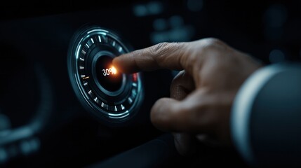 Adjusting the climate control car interior digital interaction modern technology close-up view user experience insight