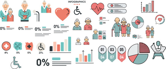 Custom ArElder Care Infographic Element Pack Illustration
