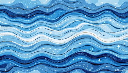 Obraz premium Abstract Waves Pattern in Various Shades of Blue Representing Oceanic Motion and Tranquility