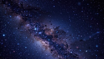 Vast Night Sky with Shimmering Stars and a Cosmic Galaxy in Deep Space