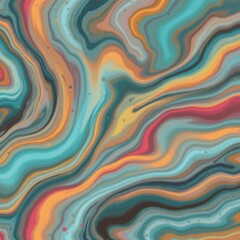 Colorful Abstract Fluid Swirl Pattern with Vibrant Waves and Smooth Blends of Teal and Orange