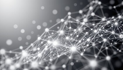 Abstract Digital Wave Network Structure with Glowing Dots and Lines Representing Data Connections