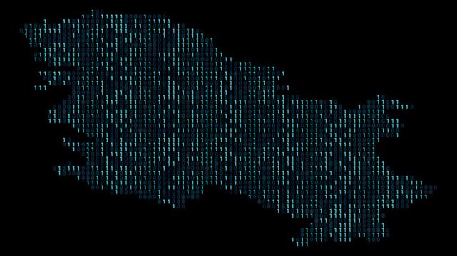 Serbia Binary code map animation, Digital data visualization, alpha layer