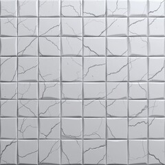 Textured White Tiles With Cracks in a Geometric Pattern for Modern Interior Design