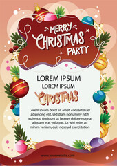 colorful merry christmas party poster template