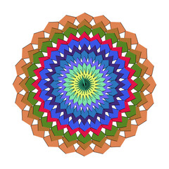 Smoke detailed mandala pattern isolated on, symmetrical and colorful