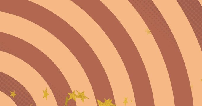 On start concentric bands spanning frame, yellow stars appearing, moving diagonally for decor