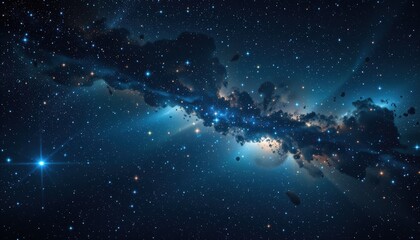 Vast and Enigmatic Nebula with Bright Stars and Cosmic Dust in the Depths of Space