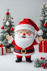 Fototapeta premium Santa Figurine with Christmas Trees