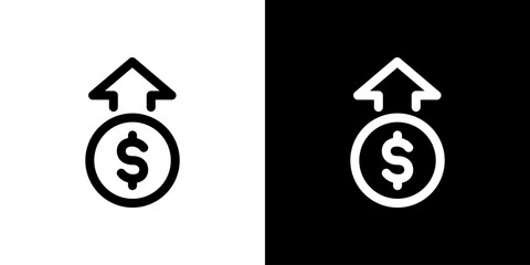 ドルと上向き矢印（収入・増加・利益）アイコン