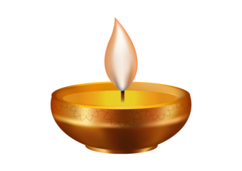 Diwali diya isolated on transparent background, a traditional oil lamp for celebration