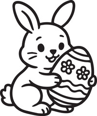 An adorable Easter bunny cradles a beautifully decorated egg, symbolizing the joy and anticipation of spring. 