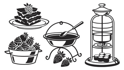 Gourmet Chocolate Strawberry Desserts Fondue Fountain Cake Sweet Treats for Bakery Menu and Holiday Party Indulgence