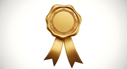 Elegant gold wax seal with ribbon award certificate stamp