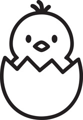 A cute little chick hatching from its egg, a symbol of new beginnings and growth, rendered in a clean, minimalist style.