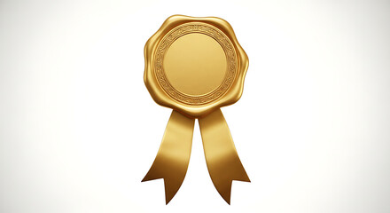 Golden wax seal with ribbons award certificate recognition