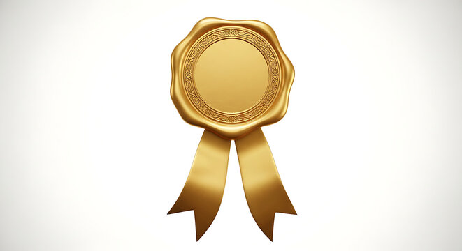Golden wax seal with ribbons award certificate recognition