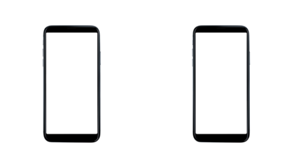 Two smartphone outlines against black background for minimalist design or technology concepts
