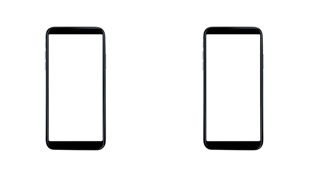 Two smartphone outlines against black background for minimalist design or technology concepts