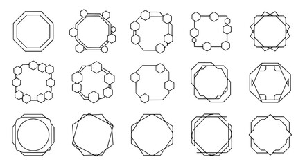 Geometric icons diverse abstract polygonal vector arranged as graphics on white background a versatile design collection for branding logos typography