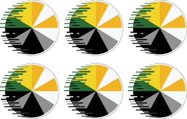 Dynamic colorful pie charts for modern data analysis, business reports, and presentations
