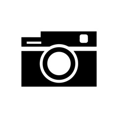 Illustration of a classic black camera on transparent background silhouette