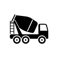 Illustration of a cement truck vehicle on transparent background silhouette